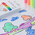 Colorful putty paint kit with a sample design on paper