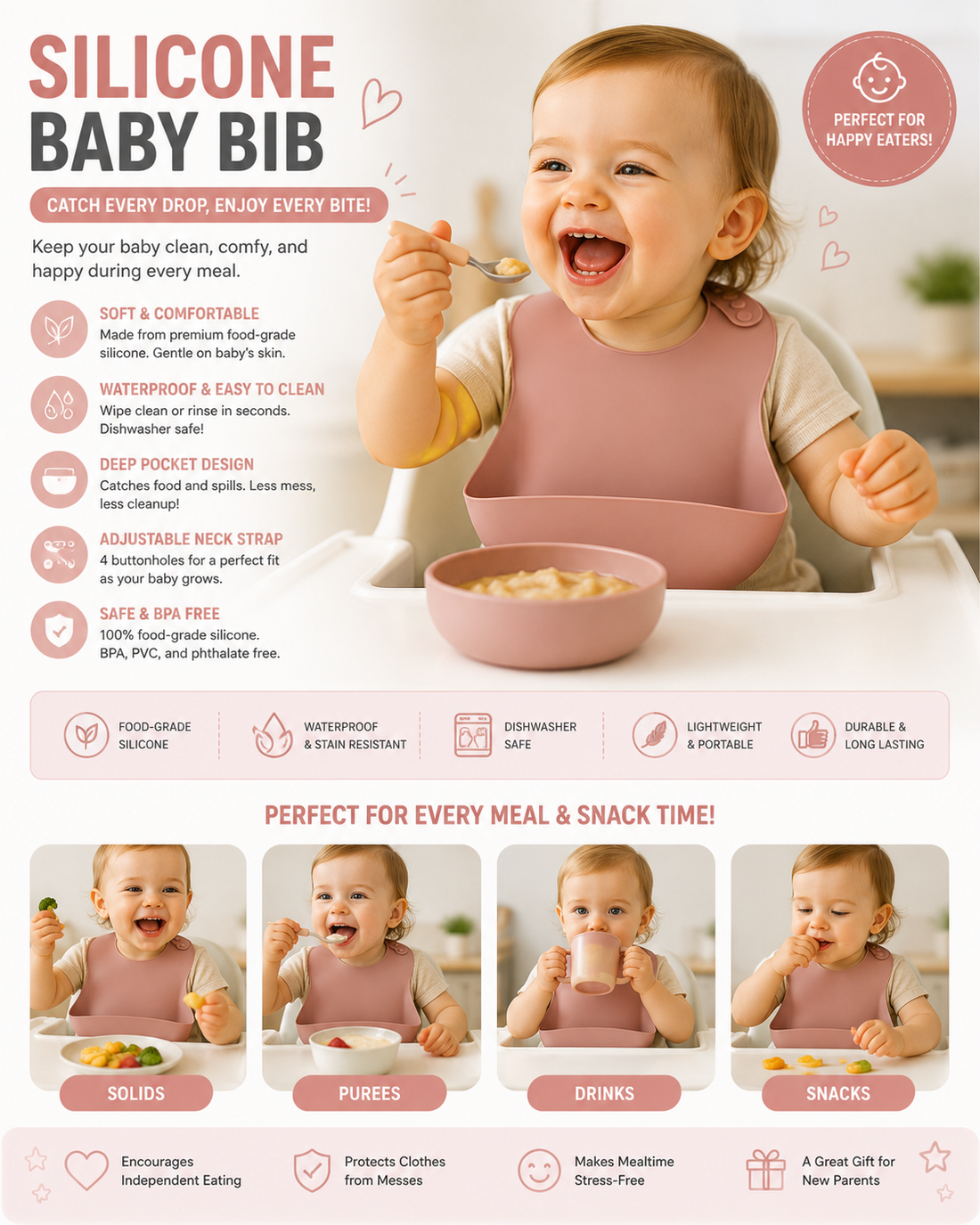 Silicone Baby Feeding Bibs